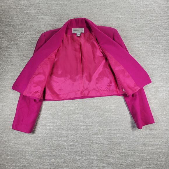 Fundamental Things Pink Wool Cropped Blazer Womens 8 Shawl Collar Gold Button - Picture 9 of 13